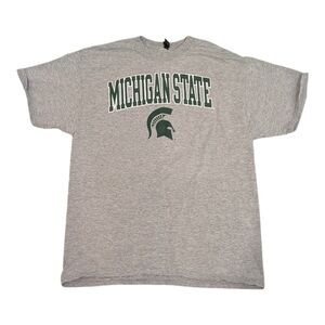 Michigan State Spartans Gray T-Shirt Classic College Crew Neck Unisex M/L EUC